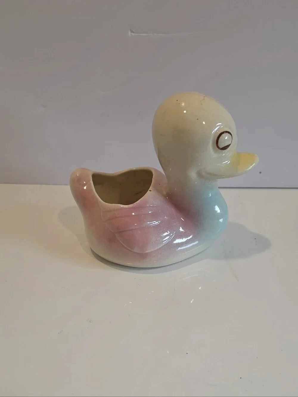 Ceramic Duck Planter - Pastel Pink, Blue & Cream